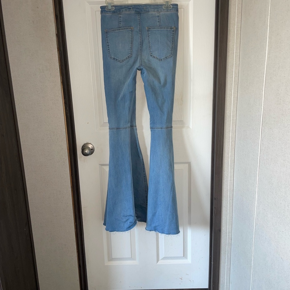 Free People Blue Flare Wide Leg Jeans - Picture 2 of 3